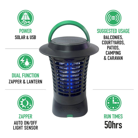 Gecko Solar USB Rechargeable Zapper - 175mm - High Impact Plastic - Lantern – view 2 - Auzzistore