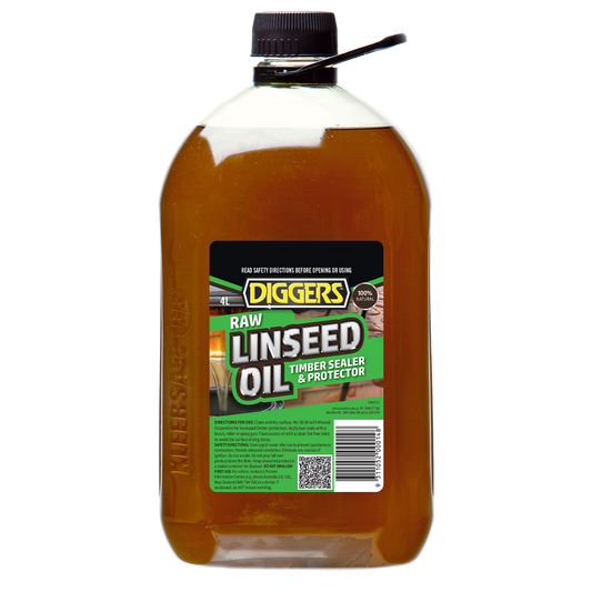 DIGGERS Raw Linseed Timber Oil - 4L - 100% Natural - Water Resistant