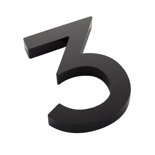 Sandleford House Number 3 - 100mm - Black Aluminium - Weather Resistant