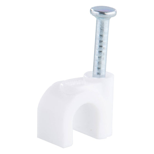 Deta 6mm White Round Cable Clips - 20 Pack - Coaxial & Data Cables