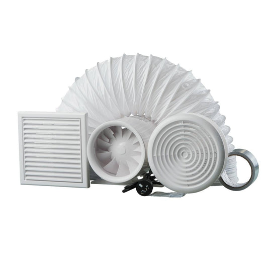 Blauberg 150mm Ducto Ultra Quiet Inline Exhaust Fan Kit - 150mm ABS Plastic - High Airflow - Auzzistore
