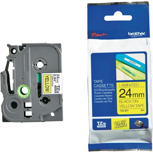 BROTHER TZe651 Labelling Tape 24mm Black on Yellow TZE Tape
