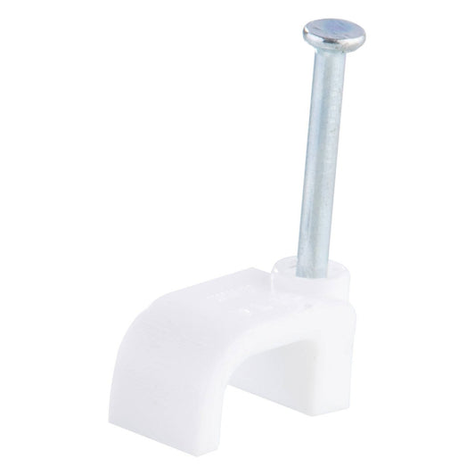Deta 10mm White Flat Cable Clips 500 Pack - 1-1.5mm² - Durable Plastic