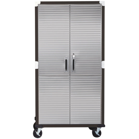 Seville Classics UHD20143 Lockable Steel Cabinet with Caster Wheels Satin Graphite
