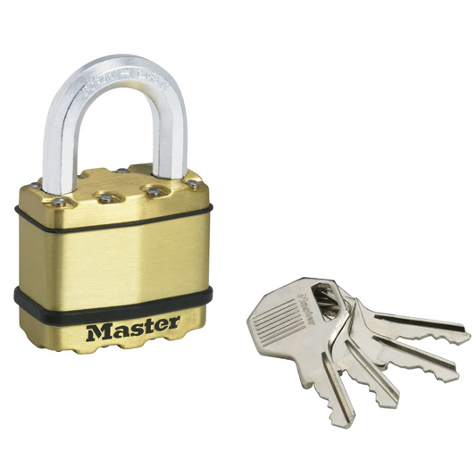 Master Lock Excell Padlock - 50mm - Brass - Laminated Steel - Weather Resistant - Auzzistore
