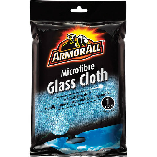 Armor All Microfibre Glass Cloth - 1 Cloth - 400mm x 400mm - Blue - Streak-Free Cleaning