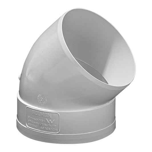 Holman 90mm Stormwater Elbow 45° PVC Connection Bend White - Auzzistore