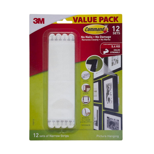 Command™ Picture Hanging Strips - 12 Pack - Plastic - Easy to Hang