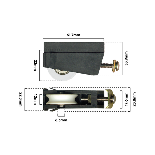 Rolltrak Adjustable Nylon Carriage - 66mm x 39mm - Nylon - Patio Door – view 2 - Auzzistore
