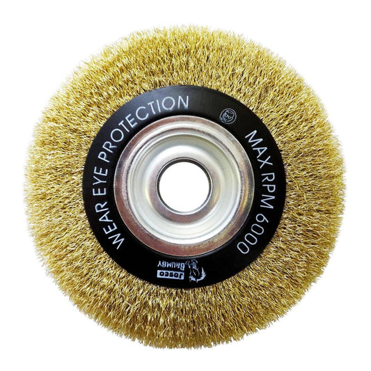 Josco Wire Wheel Brush 150 x 19mm Brass Coated Steel Deburring Tool - Auzzistore