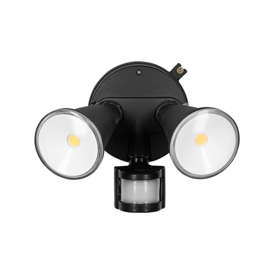 Brilliant Black Lamy DIY Twin Security Light - 330mm x 180mm - PIR Sensor - Auzzistore