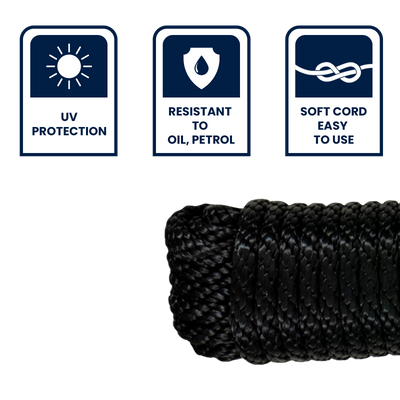 Grunt 10mm x 20m Black Easy Tie Rope - Polypropylene - Durable Use
