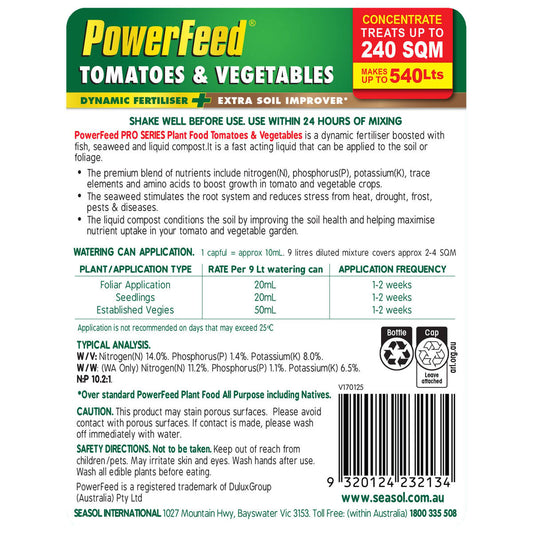PowerFeed Plant Food - 1.2L - Liquid - For Tomatoes & Vegetables – view 2 - Auzzistore