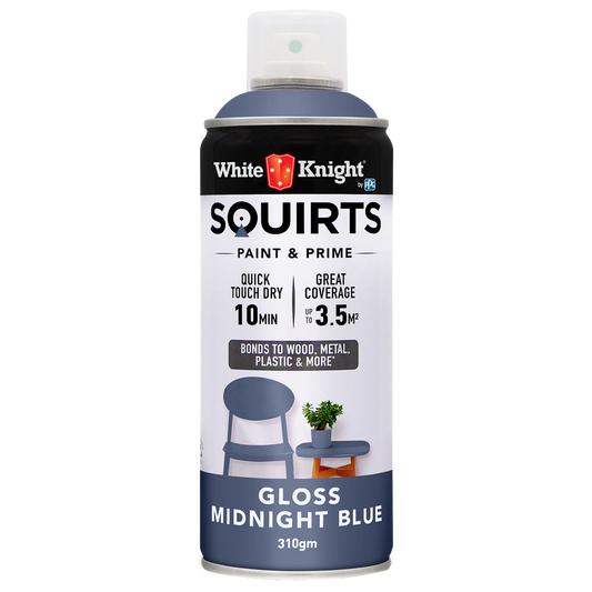 White Knight Squirts Midnight Blue Gloss Spray Paint 310g Durable Finish