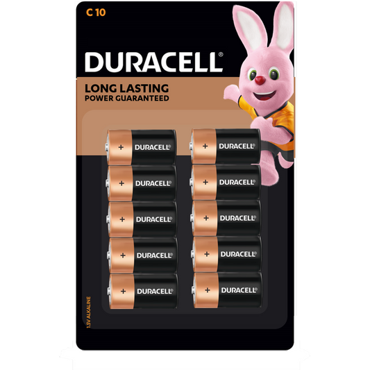 Duracell Coppertop C Batteries - 10 Pack - Alkaline - Long Lasting Power