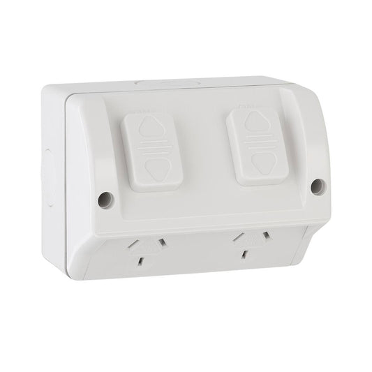 Deta Weatherproof Power Point - Double - 240V - Polycarbonate - IP54 Rated - Auzzistore