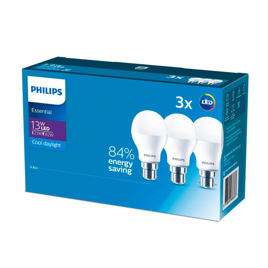 Philips A60 B22 LED Globe 3 Pack - 1450lm - 13W - Cool Daylight