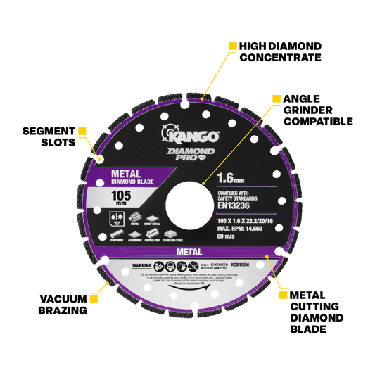 Kango 125mm Metal Diamond Blade - Cutting Sheet Metal, Stainless Steel, Copper, Aluminium – view 2 - Auzzistore
