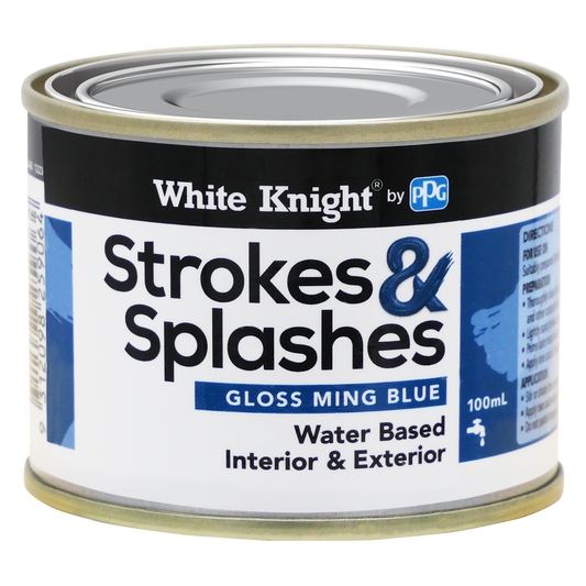 White Knight 100ml Ming Blue Strokes and Splashes Paint - Quick Drying - Water Based - Durable Gloss Finish - Auzzistore