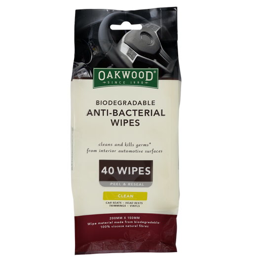 Oakwood Anti Bacterial Wipe - 200 x 150mm - 40 Pack - Biodegradable - Quick-Drying