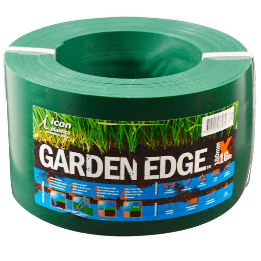 Icon Plastics Garden Edge - 150mm x 10m - Green - Recycled Plastic - Auzzistore