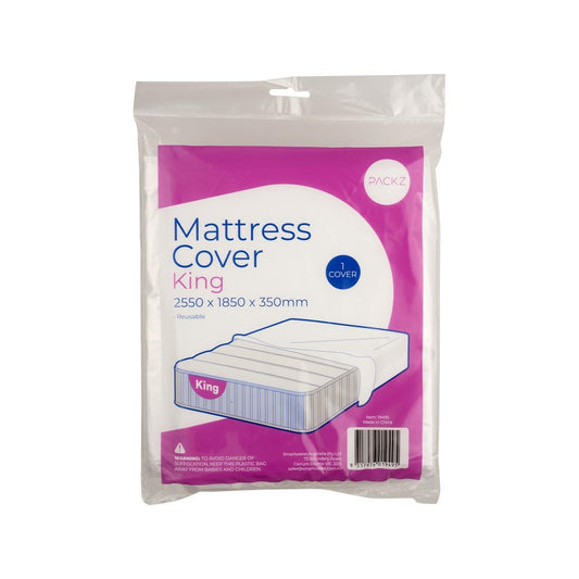 Packz Mattress King Cover - 2550 x 1850 x 350mm - Clear - Reusable Protection