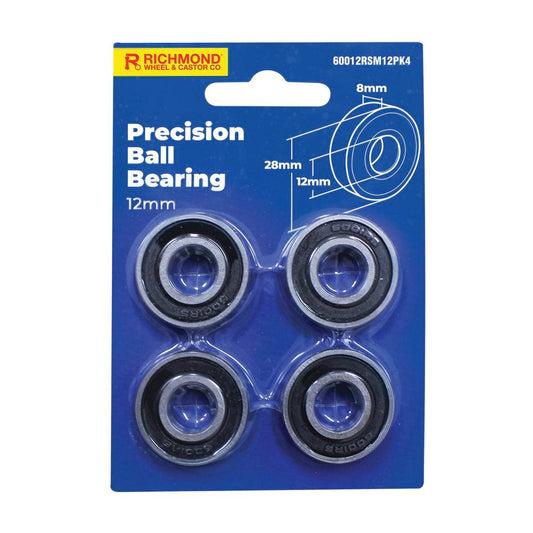 Richmond Rubber Sealed Precision Ball Bearings Pack of 4 - 28 x 12 x 8mm - Auzzistore