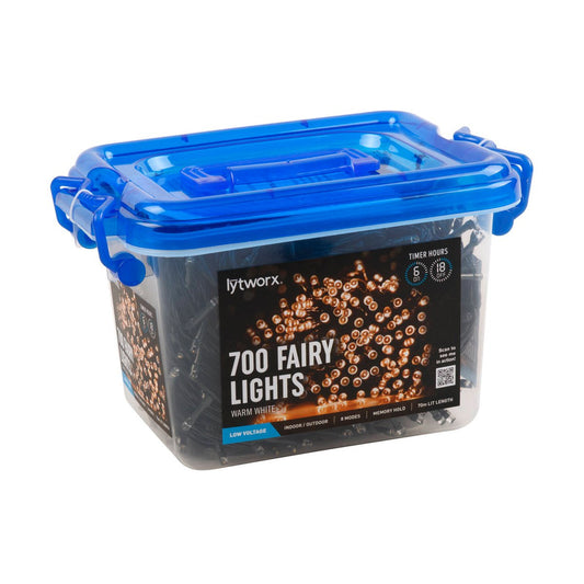Lytworx 700 LED Fairy Lights - 70m Warm White - Indoor/Outdoor - 8 Functions - Auzzistore