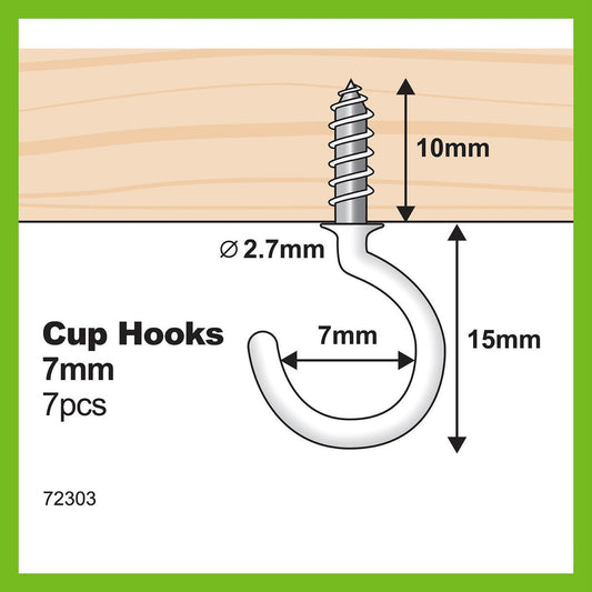 Everhang Cup Hooks - 7mm - PVC - Easy to Install - 7 Pack – view 2