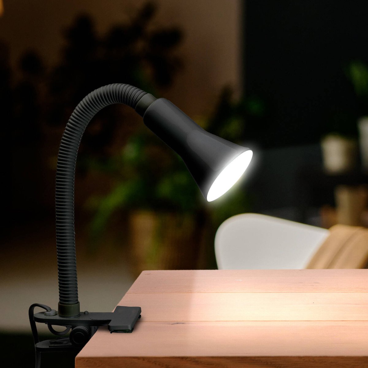 Brilliant Lighting Vito Clamp Lamp - Black - Metal - Flexible Neck - Modern