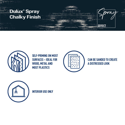 Dulux Spray Paint Chalky 340g Vintage Charcoal - Fast Drying - Self-Priming