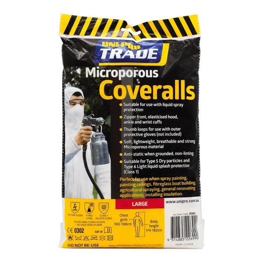 Uni Pro Coveralls - Large - Microporous - Type 5/6 Protection