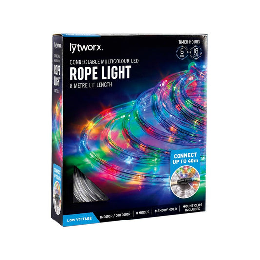 Lytworx 8m Multicolour Connectable Rope Light - Plastic - Timer - LED - Auzzistore