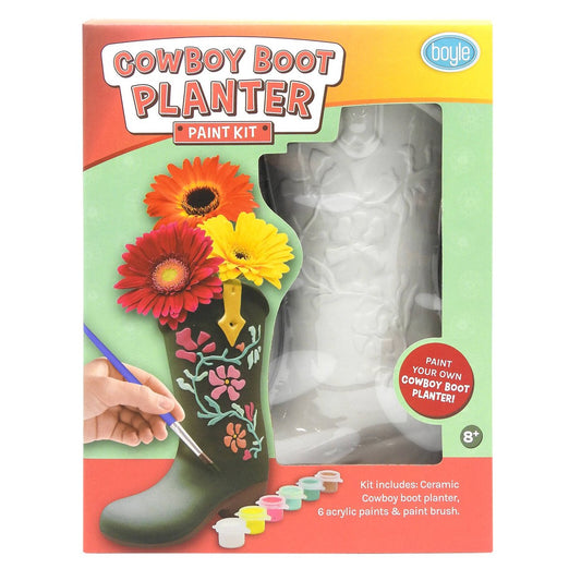 Boyle Cowboy Boot Planter Paint Kit - 1 Ceramic Planter - 14 x 6.5 x 18 cm - Creative Crafting