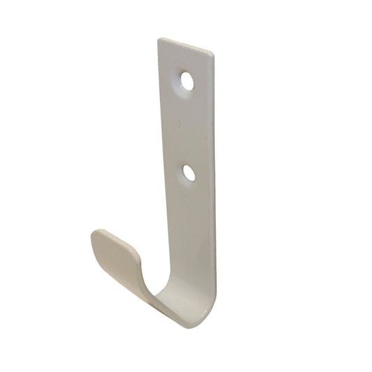 Adoored White Zieta Deco Hook - 1 Piece - 29mm x 39mm x 70mm - Zinc Plated