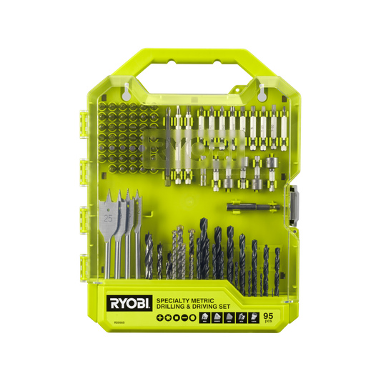 Ryobi 95 Piece Specialty Metric Drill and Drive Set - 251mm x 320mm - Versatile Bits - Auzzistore