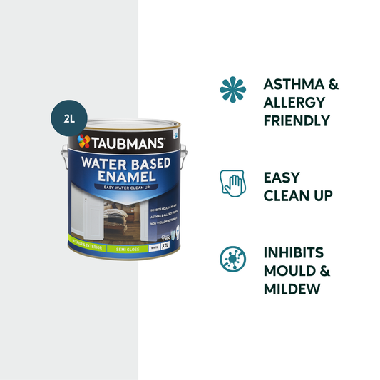 Taubmans 2L White Semi Gloss Water Based Enamel Paint - Durable Finish - Easy Clean-Up – view 2 - Auzzistore