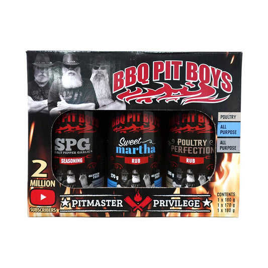 BBQ Pit Boys 3 Pack Gift Set - SPG, Poultry Perfection, Sweet Martha - 175mm x 135mm x 60mm