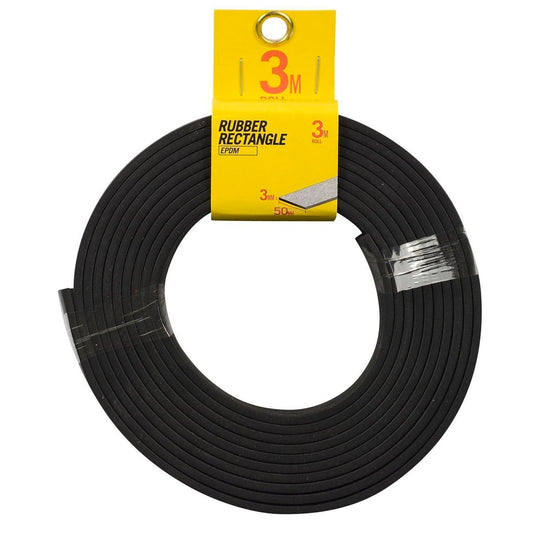 Moroday Black Rectangle Rubber 50mm x 3mm x 3m Easy To Install - Auzzistore