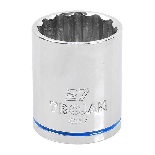 Trojan 27mm Socket 1/2" Drive - Chrome Vanadium - Durable - 12-Point Design - Auzzistore