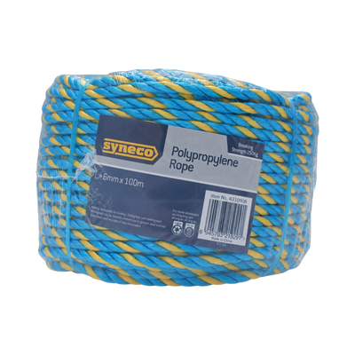 Syneco Twisted Rope 6mm x 100m Polypropylene Lightweight Durable