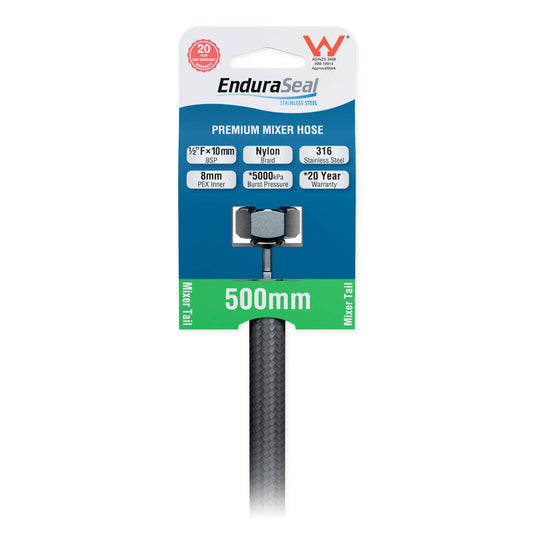 Enduraseal 500mm Silver Flexible Braided Water Mixer Hose - Durable & Rust Resistant – view 2