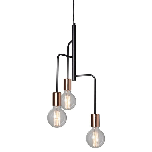 Home Design Deco Pendant 3L Metal Matte Black Rose Gold Statement Light