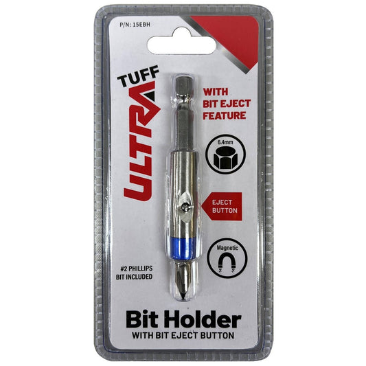 Ultra Tuff Bit Holder with Eject Button - 6mm Hex Drive - #2 Phillips Bit - Auzzistore