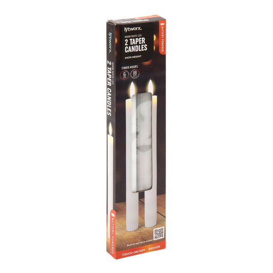 Lytworx 24cm LED Taper Candle 2 Pack - Warm White - Battery Powered - Timer - Auzzistore