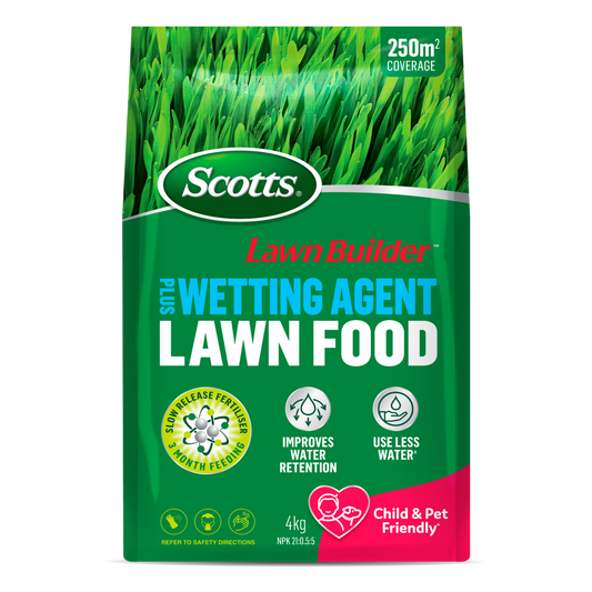 Scotts Lawn Builder - 4kg - Granular Fertiliser - Wetting Agent - Auzzistore