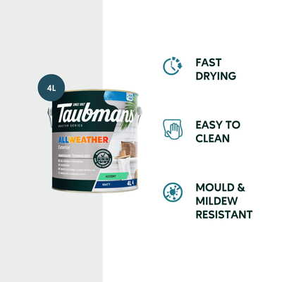 Taubmans 4L Accent Matt All Weather Exterior Paint - 4L - Water Based Acrylic