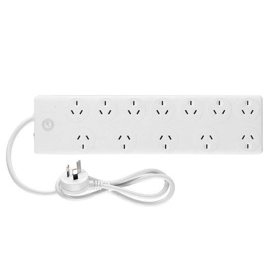 Arlec 12 Outlet Power Board 0.9m - Surge Protection - White