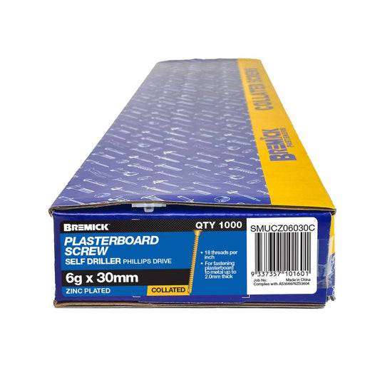 Bremick Collated Screw 6g x 30mm Zinc Yellow - 1000 Pack - Metal Drill Point – view 2 - Auzzistore
