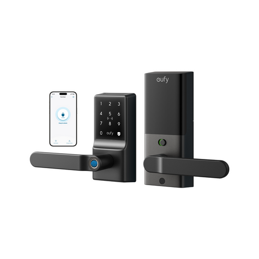 Eufy Black Security Smart Lever Lock c33 - Fingerprint Keyless Door Lock - 154mm x 184mm x 130mm - Auto-Lock - Wi-Fi Enabled - Waterproof - Auzzistore